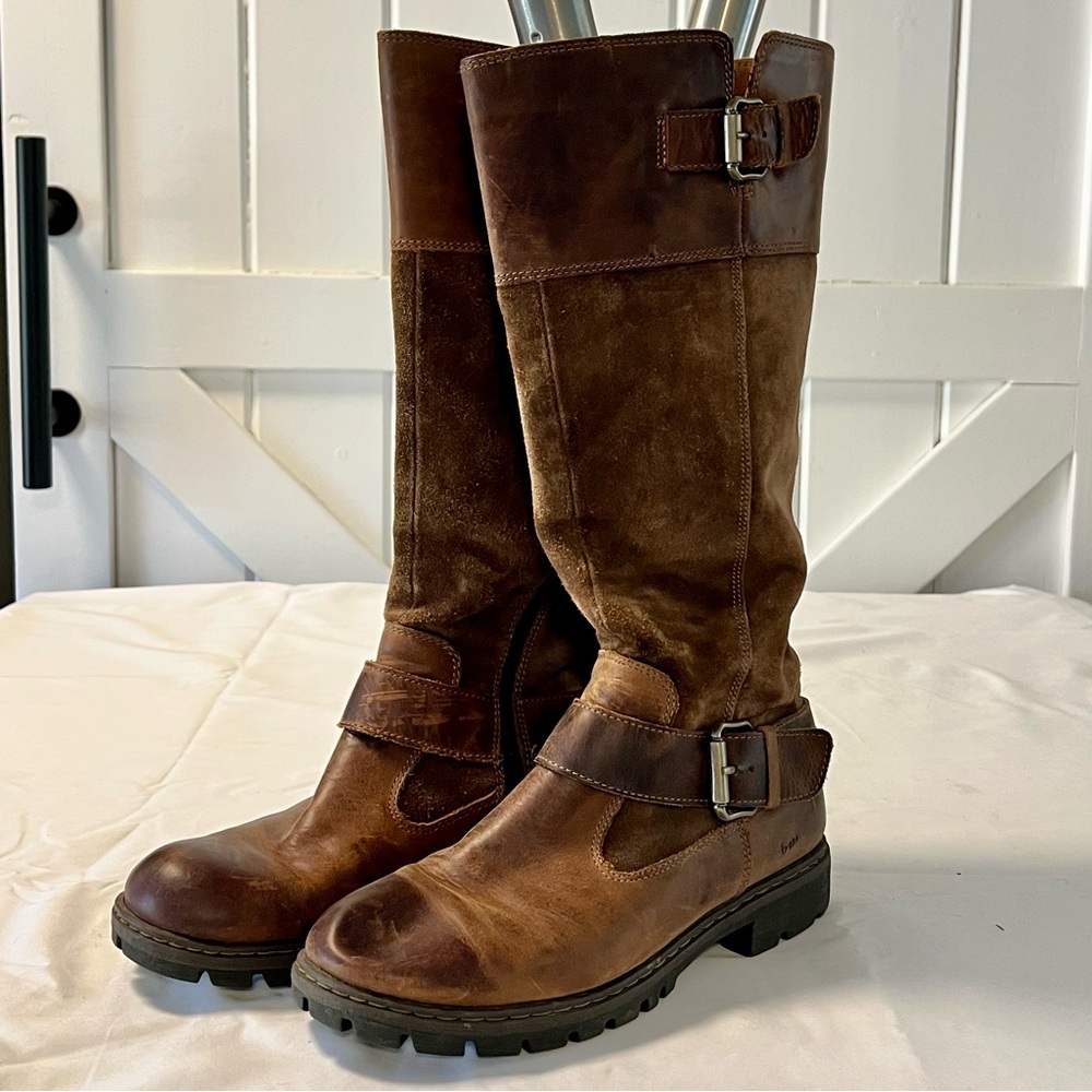 Born Brown Leather Buckle Boots